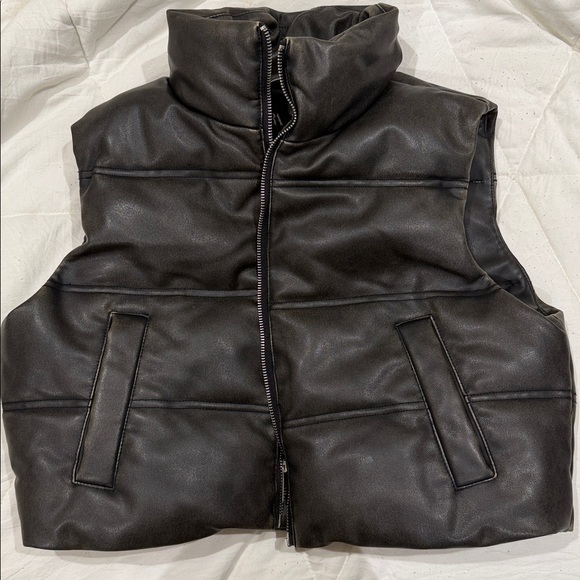 Zara Leather Puffer Vest - Picture 2 of 4